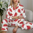 thumbnail image 6 of Honeii Watermelon print Women's Pajama Sets Long Sleeve Button Down Sleepwear Nightwear Soft Pjs Lounge Sets-X-Large, 6 of 7