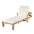 thumbnail image 2 of Christopher Knight Home Patio Wood Chaise Lounge Chair with Adjustable Backrest and Cushion, Cream, 2 of 11