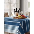 thumbnail image 6 of Navy Blue Ombre Stripe Table Cloth, Farmhouse Simple Striped Waterproof Tablecloth for Rectangle Tables, Reusable Washable Fabric Table Cover for Restaurant Kitchen Dining Tables 60"x84", 6 of 6