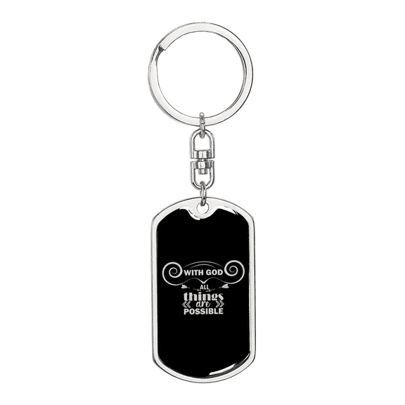 Possible With God Stainless Steel or 18k Gold Premium Swivel Dog Tag Keychain
