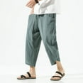 thumbnail image 2 of HXWCHs Men's Lightweight Linen Pants Soft Fabric Beach Wear Green XXL, 2 of 9
