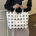 thumbnail image 6 of Women Polka Dot Transparent Tote Handbag, Waterproof Lightweight Large Capacity Shopping Bag, Sturdy Handle Casual Shoulder Bag for Beach Travel Daily Errands, 6 of 7