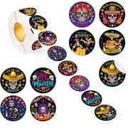 HOWAF 500pcs Day of The Dead Stickers Dia de Los Muertos Stickers, Sugar Skull Stickers, Waterproof Vinyl Stickers for Laptop Water Bottles Kids Scrapbooking Candy Bags Party Favors