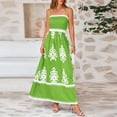 thumbnail image 5 of bbyeadc Green Smocked Maxi Dresses for Women Textured Chest Smocked Maxi Dress Flowy Swing Spaghetti Strap Adjustable Spring Vacation Dress Casual Pleated Western Dresses Women Midi Dress, Green 2XL, 5 of 8