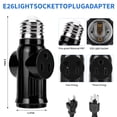 thumbnail image 2 of SHUWND 2 PACKS E26 Light Socket to Plug Adapter, Heat-Resistant 2/3 Prong Light Socket Outlet Light Socket Adapter for Garage Porch, Black, 2 of 6