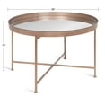 thumbnail image 2 of Kate and Laurel Celia Round Metal Foldable Coffee Table with Mirrored Tray Top, Rose Gold, 2 of 6