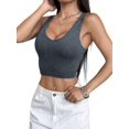 thumbnail image 3 of Women'S Sleeveless Crop Tops Ribbed Square Neck Cropped Tank Top Black L, 3 of 7