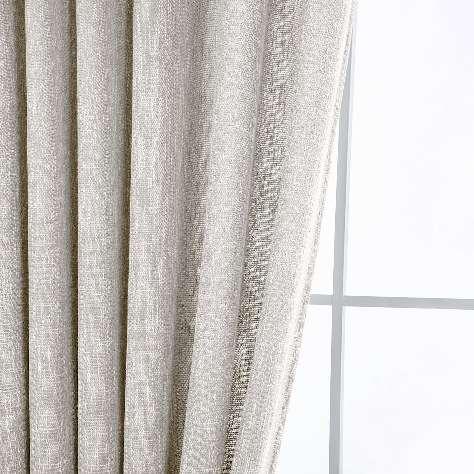 RISSIEN Burlap Linen Farmhouse Curtains 84 inch Length 2 Panels for Living Room Textured Thick Light Filtering Privacy Window Curtain Drapes with Grommet for Bedroom 7ft (52x84 Beige)