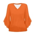 thumbnail image 5 of Yubnlvae Orange Blouses for Women Casual 3/4 Length Sleeve Womens Tops V Neck Tshirts Shirts with Flared Sleeve, M, 5 of 5