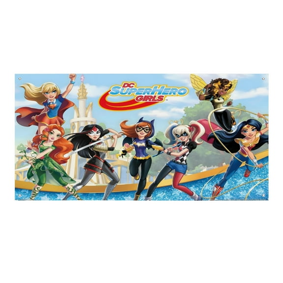 Super Hero Girls-Theme Backdrops Banner Birthday Party Decor Supplies Personalized Party Backdrop Decoration,5x3ft(150x90cm)
