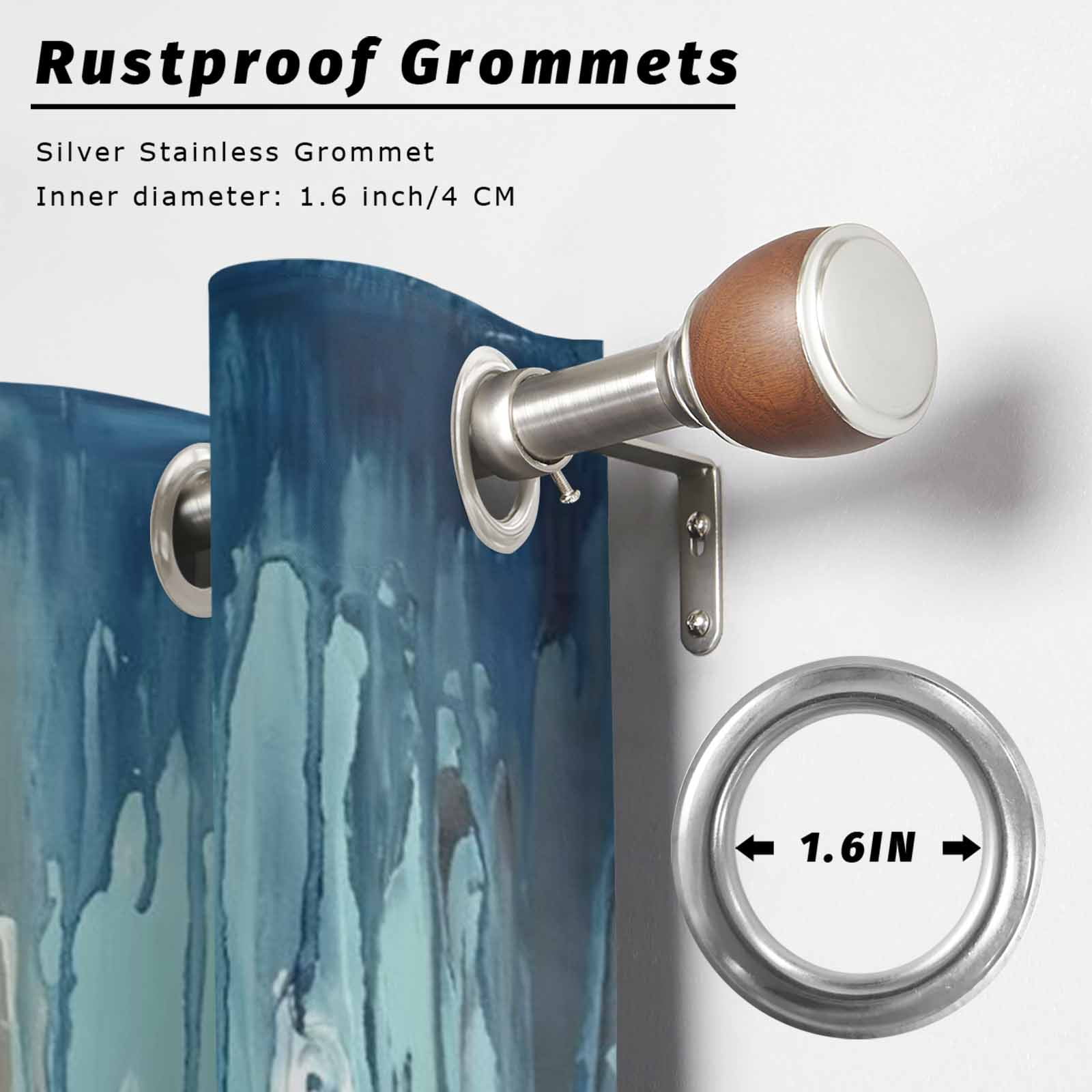 Abstract Rain Outdoor Curtains for Patio, Modern Teal Beige Blue Ocean Waves Water Drops Sunshade Privacy Drapes Grommet Waterproof Outside Curtains for Porch/Cabana/Balcony 54"x 108", 1 Panel