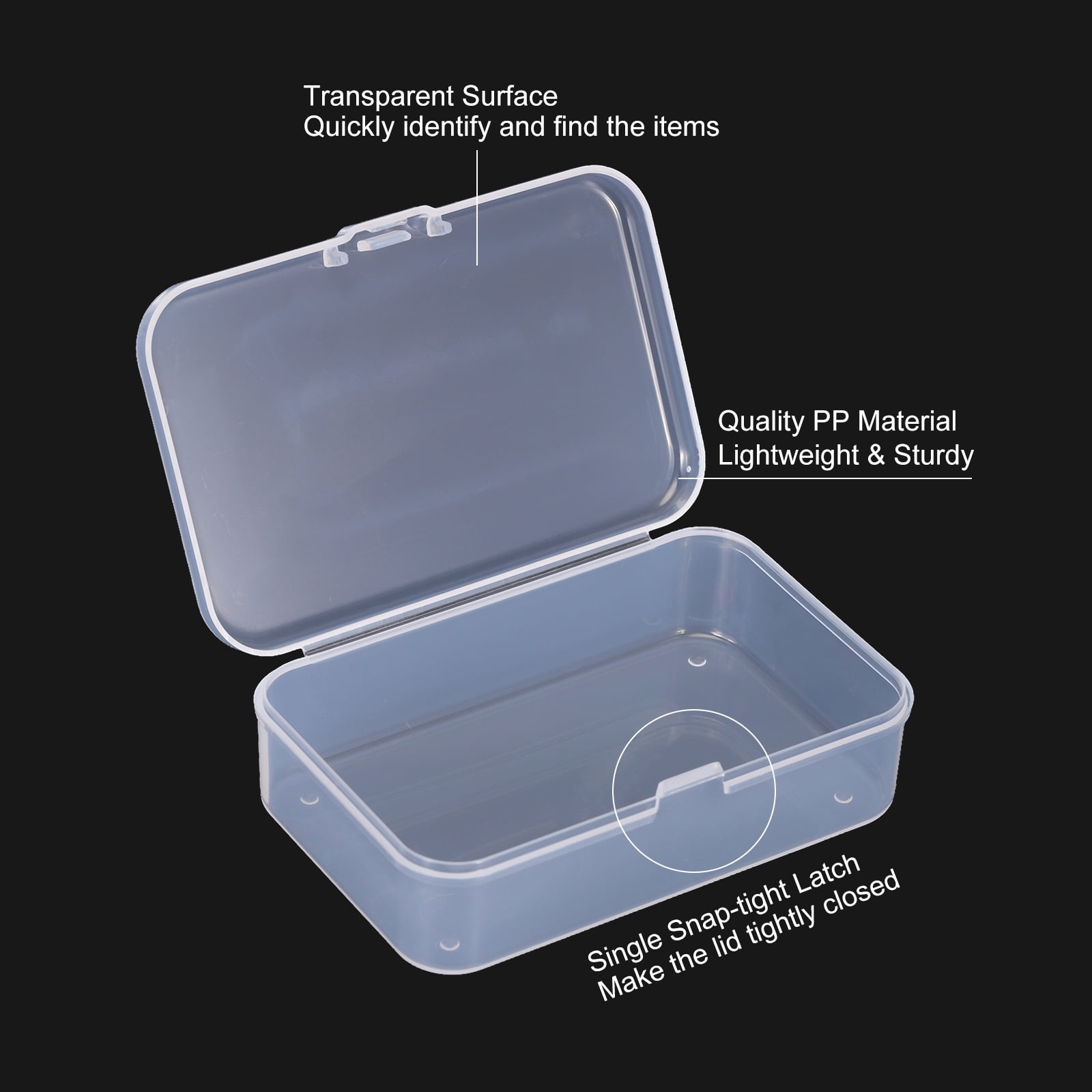 Unique Bargains Plastic Storage Box with Hinged Lid Stackable Organizer Clear 3.3"x2.2"x1"