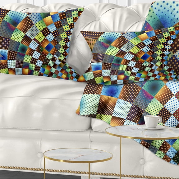 Designart Fractal Geometric Ornament Design - Contemporary Throw Pillow - 12x20