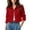 Red, variant on Women's Cropped Denim Jackets Basic Lapel Button Down Stretch Fitted Long Sleeves Fashion Solid Y2K Streetwear Jean Jackets Pink XXL