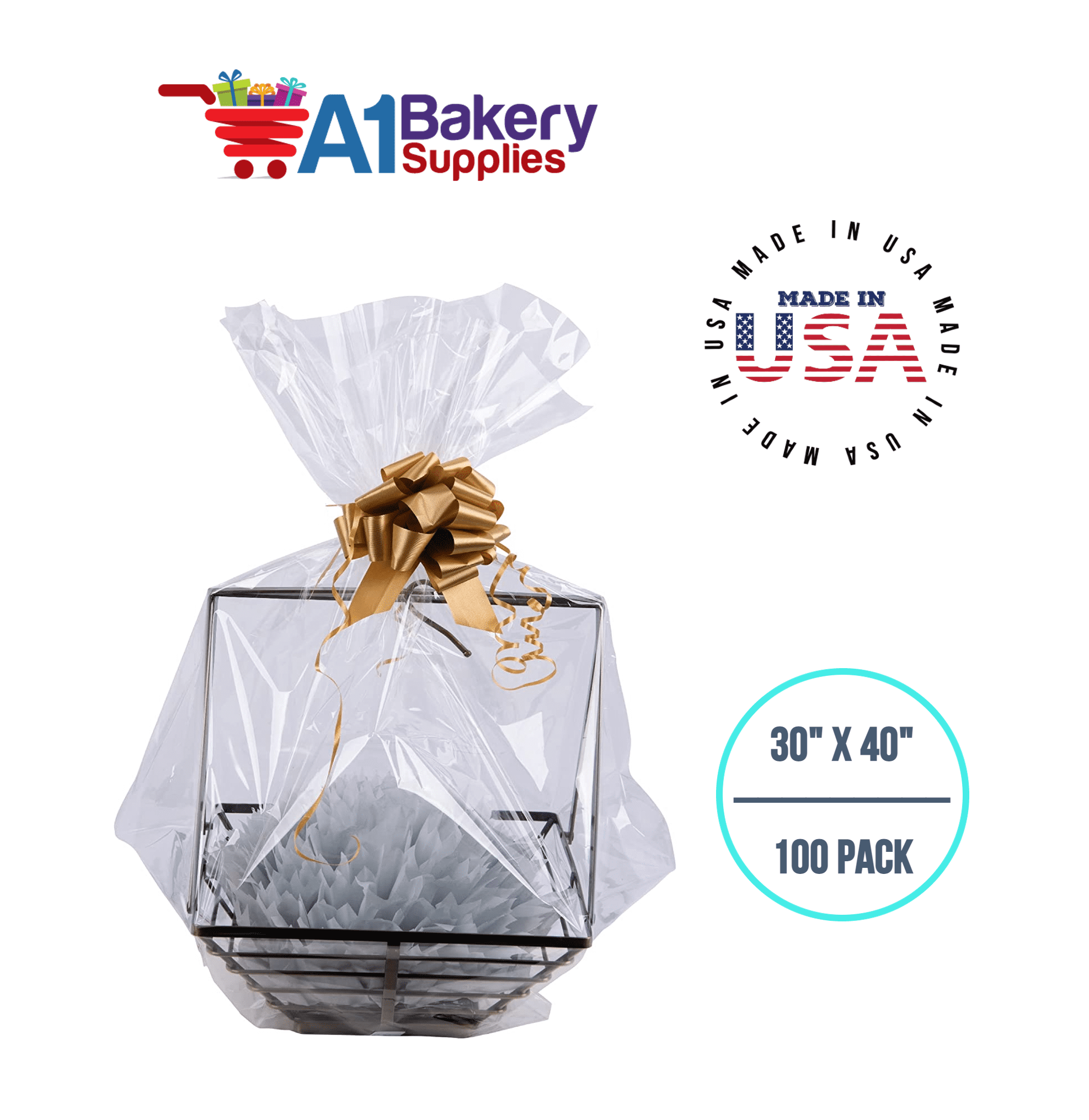 A1 Bakery Supplies Clear Cellophane Cone Bags - 7.5x17.5 Inches, Pack Of 10, For Treats & Favors