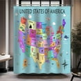 thumbnail image 3 of United States Map Shower Curtain, USA Shower Curtain Cartoon Animal US Map Kids Educational Shower Curtain Set Waterproof Bath Tub Curtain Bathroom Decor with 12 Hooks, 72x72 inches, 3 of 6