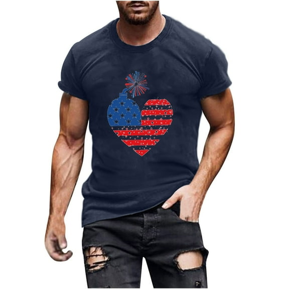 Cxenplz American Flag Shirts for Men Summer Casual Independence Day 4th of July Tops Patriotic Short Sleeve Shirt USA Memorial Day Tee