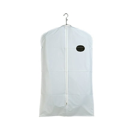40 in. L x 24 in. W White Vinyl Zippered Suit Cover With White Trim and Oval Window (Pack of 100)