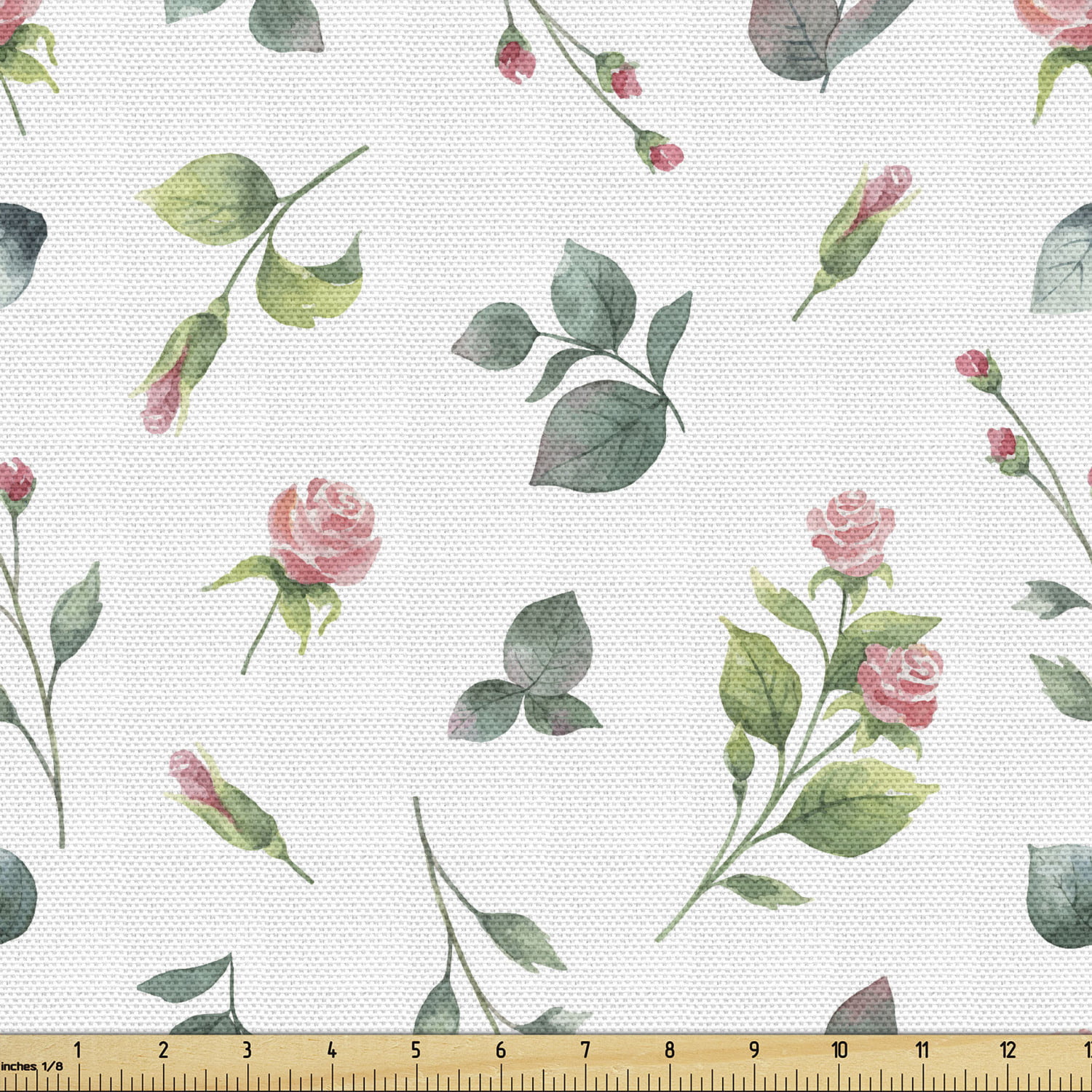 East Urban Home Ambesonne Rose Fabric by The Yard, Watercolor Painting Look Roses Peonies Botanical Romantic Bouquet Corsage, Decorative Fabric for Upholstery and HOM