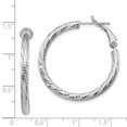 thumbnail image 3 of Leslie's Real 10kt 3x25 White Gold Diamond Cut Round Omega Back Hoop Earrings; for Adults and Teens; for Women and Men, 3 of 3