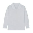 thumbnail image 4 of Staki Polo Shirts for Kids Boys Long Sleeve Polo Shirt Athletic Casual Top Fall Polo for Kids(Gray,7-8 Years), 4 of 9