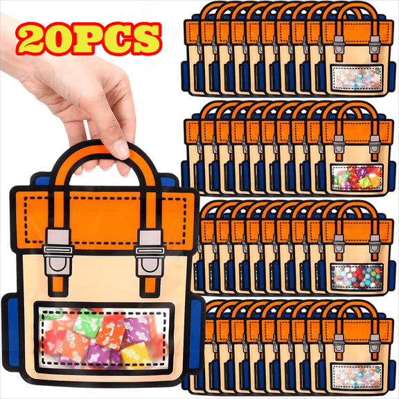 YanJici Gift Bags Orange Resealable Ziplock for Birthday Party Supplies 20 Count 8.66 in x 6.69 in