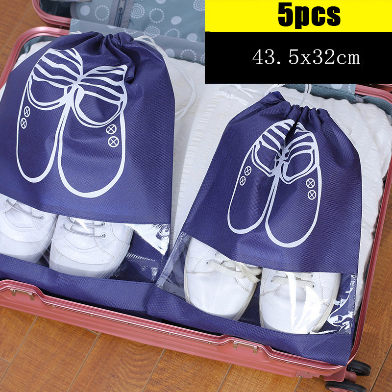 Enowise-YL 5Pcs Travel Shoe Storage Bag Drawstring Shoe Bag Waterproof Dustproof Large Capacity Shoe Pouch - image 2 of 2