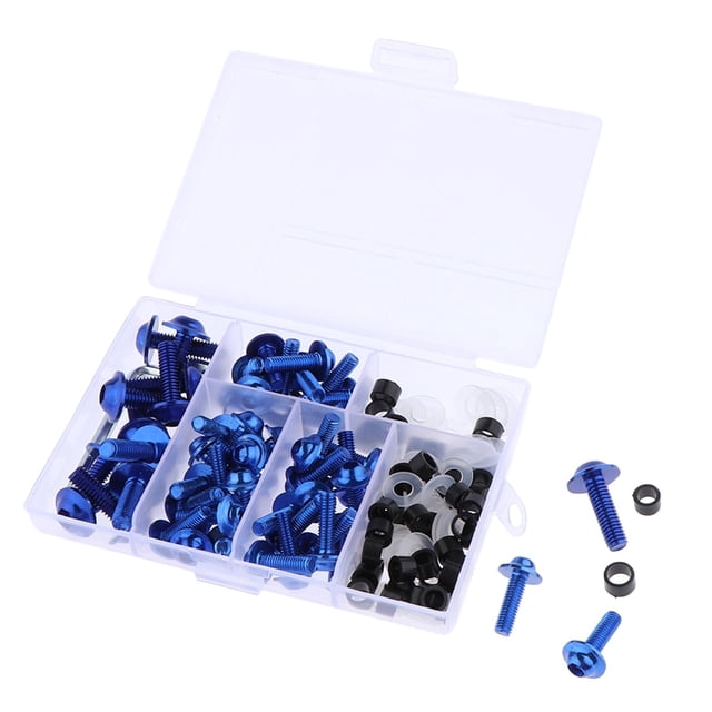 Kit completo de 158 tornillos y tuercas para carenado de motocicleta, color azul