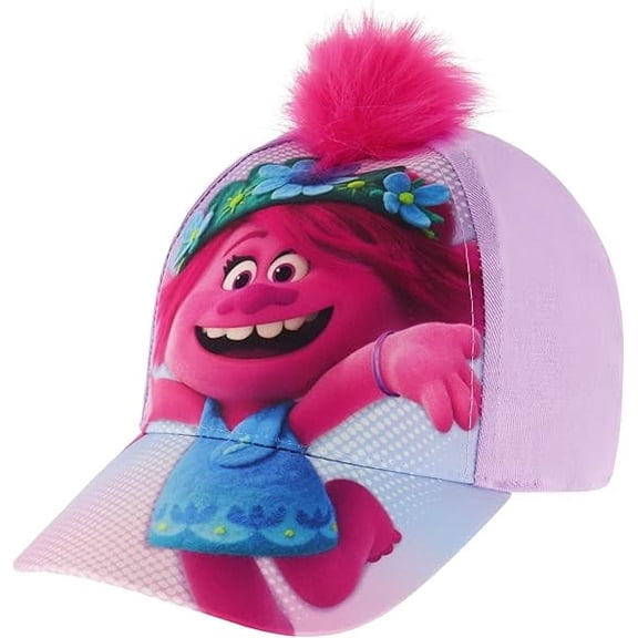 DreamWorks Girls Baseball Cap, Trolls Adjustable Kids Hat for Ages 4-7