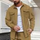 thumbnail image 1 of pstuiky camisas de hombre de manga larga, Chaqueta tipo cárdigan de manga larga con solapa y botones, color liso, para hombre, con múltiples bolsillos Tops casuales para hombres l, 1 of 5