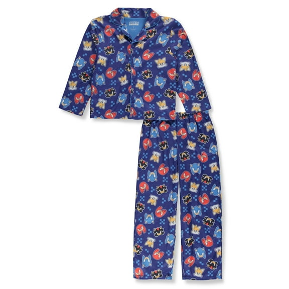 Sonic The Hedgehog Boys' 2-Piece Coat Style Pajamas Set Color: multi Size: 4 - 5