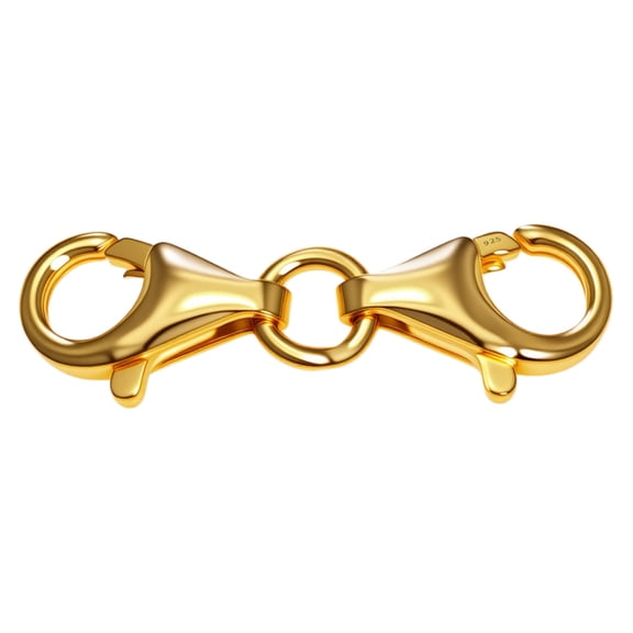 Double Lobster Clasp Extender,Gold Plated 925 Silver Claw Connector Bracelet Extension Clasp Small Bracelet Extender Necklace Shortener Clasp for DIY Jewelry Making