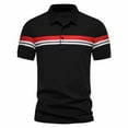 thumbnail image 2 of YANHOO Men's Stripe Lapel Polo Shirt Fashion Slim Fit Button Up T-Shirts Summer Short Sleeve Tees Business Golf Blouses, 2 of 9