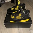 thumbnail image 1 of Ni - ke Air Jordan 4 Retro Thunder Black Yellow AJIV AJ4 DH6927 017 Men Shoe Size 10.5, 1 of 5