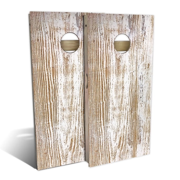 Skip's Garage | Rustic White Cornhole Board Set | Includes Boards & Bags | Choose Your Size & Accessories