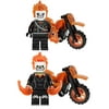 16 Pcs/Set Ghost Rider Minifigures Building Block Action Figures with Mount Black Panther Red Hood Motorcycle Soul Chariot Assembled Mini Toys Figure Set Gift for Boys and Fans