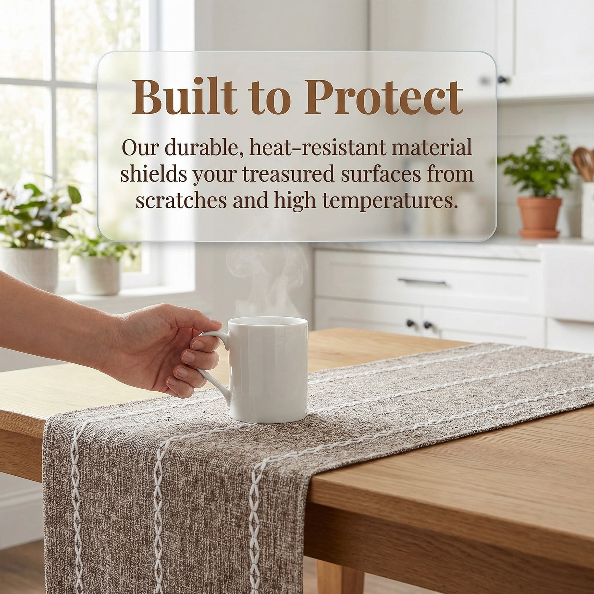 Unique Bargains Washable Polyester Kitchen Runner with Tassel for Dining Brown 13"x89.8"