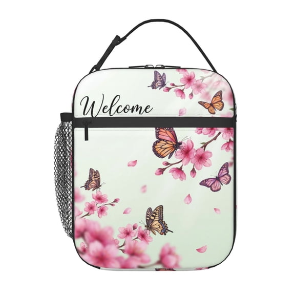 Butterfly Insulated Lunch Bag Reusable Lunch Box Leakproof Thermal Meal Prep Tote With Clip-on Buckle Handle For Work Office Picnic Beach Travel Daily