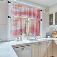 thumbnail image 2 of Pink Kitchen Curtains Abstract Oil Painting Window Curtains Valance and Tier Set 36 Inch, Contemporary Neutral Modern Rod Pocket Short Tier Curtain, Vintage Small Curtains for Kitchen Decor, 2 of 6