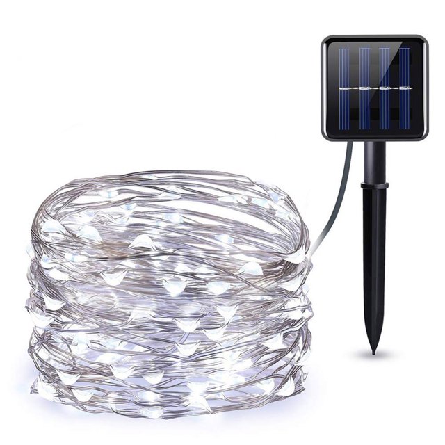 Kuymtek Cadena de luces solares Lámpara de hadas de alambre de cobre resistente al agua (blanco frío 200LED) Kuymtek Iluminación del hogar multifuncional