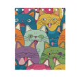thumbnail image 4 of Happy Cats Faces Curtains Black Out Curtains for Sliding Glass Doors Bedroom Living Room Bathroom 2 Panels Set, 4 of 5