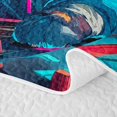thumbnail image 5 of Manfei Music Cat Quilt Full, Cartoon Animal Full Bedspread Sets, Black Blue, 3 Pieces, 1 Coverlet and 2 Pillowcases, 5 of 7