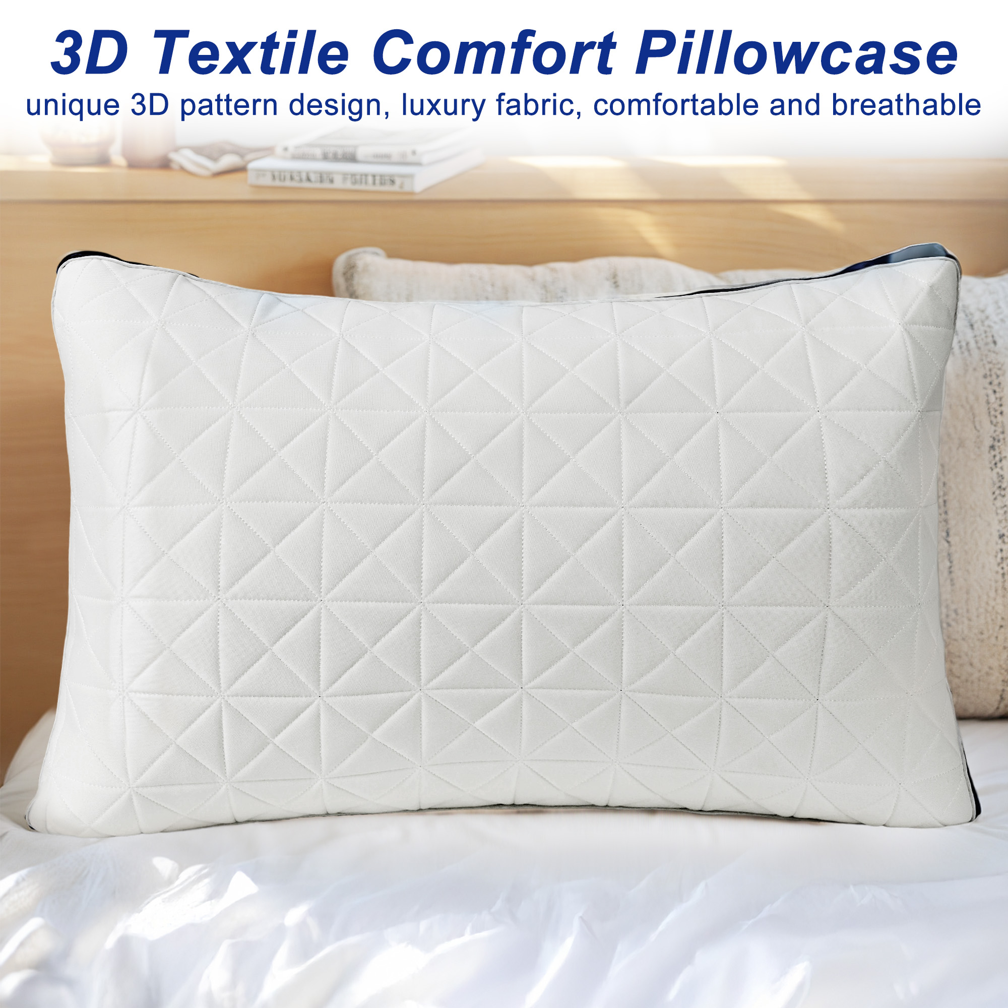 Pillows Set of 2, Soft Bed Pillows Standard, Gusseted Quilted Hotel Pillows for Side, Back or Stomach Sleepers