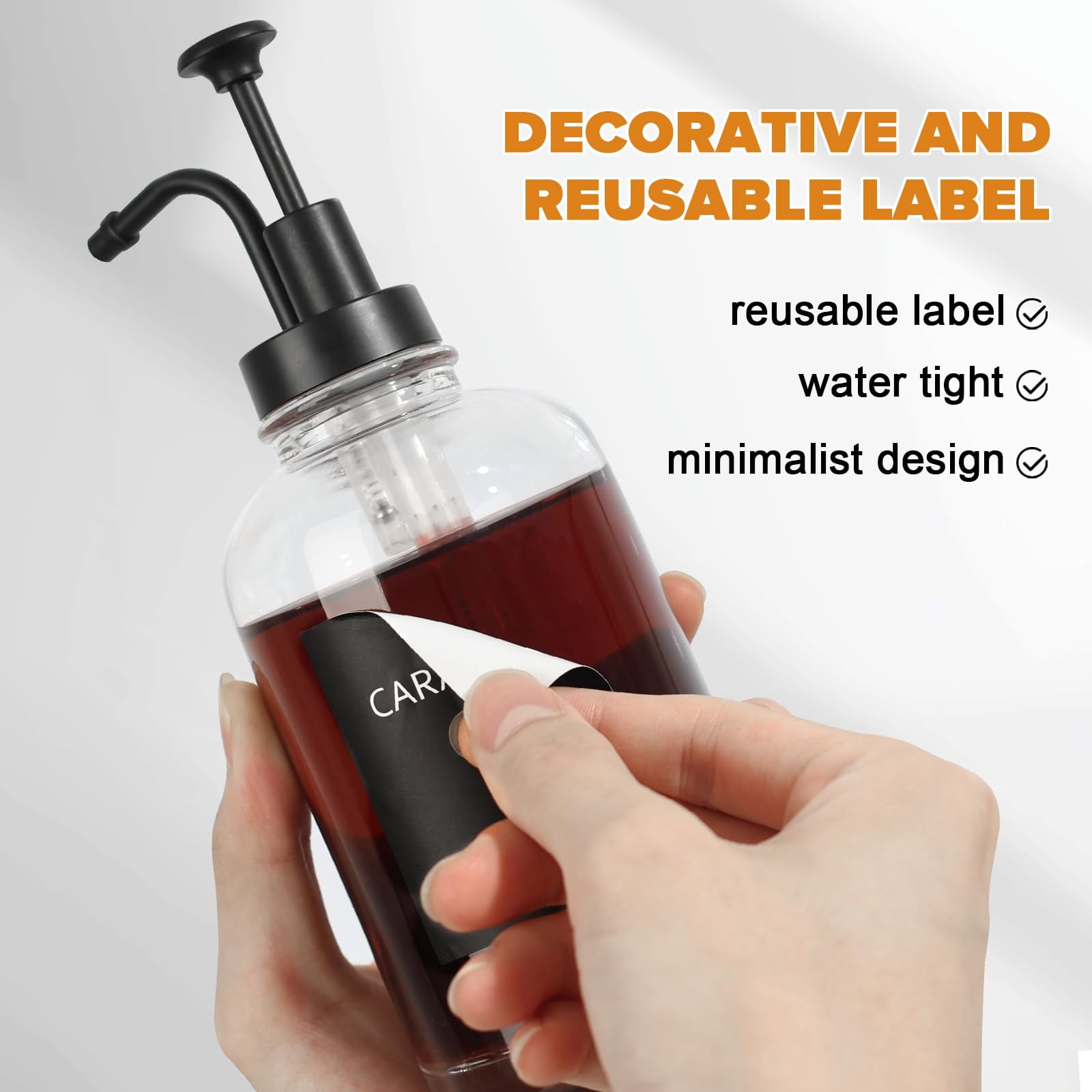 Coffee Bar Accessories  Glass Syrup Dispenser With Pump 16.9 Fl Oz/500ml Bottles For Organizer Labels Spoons 4 Pack