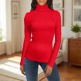 thumbnail image 2 of Holzkary Turtleneck Sweaters for Women Long Sleeve Slim Fit Knit Sweater Lightweight Sweater Fall Fashion 2025 Pullover Soft Basic Knit Dressy Casual Tops Winter Outfits Clothes Red M, 2 of 7