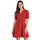 thumbnail image 1 of Allegra K Vestido Camisero Acampanado Abotonado Cuello Plano Manga Abullonada Corta De Algodón Con Bolsillo Para Mujer Borgo?a S, 1 of 6