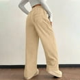 thumbnail image 4 of Womens Wide Leg Pants Sevevn Womens Corduroy Casual Pants Fashion Loose Fit Wide Leg Pants Straight Sweatpants Elastic Waist Drawstring, 4 of 7