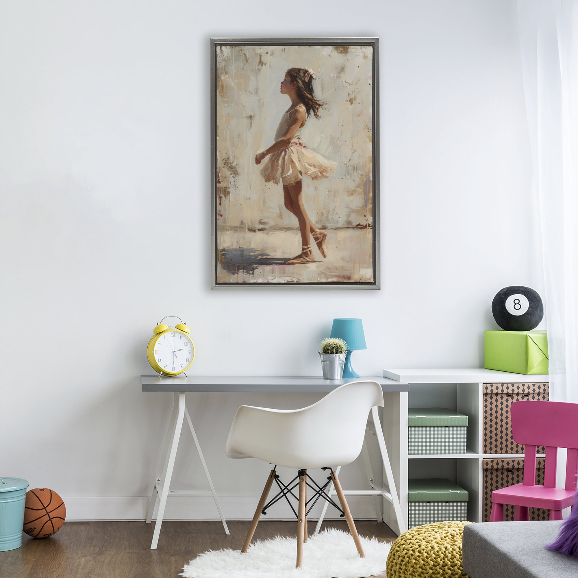 Stupell Industries Ballerina in Soft Light Gray Framed Floater Canvas Wall Art, design by Creative Studio
