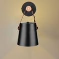 thumbnail image 3 of Zaqw Wall Lamp Black White Iron Wood PU Leather E27 Indoor Lighting, 3 of 8