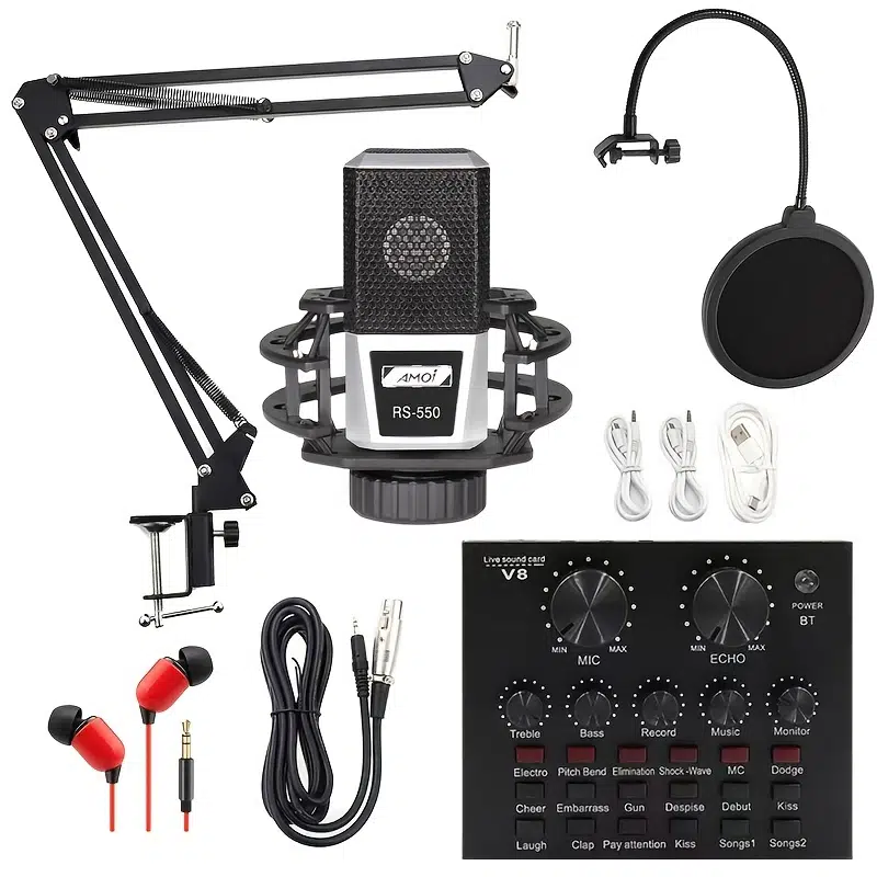 Professional Highend Condenser Microphone Live Broadcast Sound Card